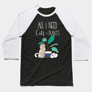 Cats and Plants Baseball T-Shirt